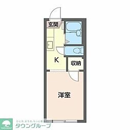 クレストハウス 1Kの間取図画像