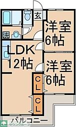 サンメモリー羽村 2LDKの間取図画像