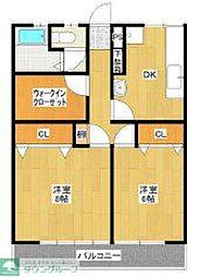 グランドハイツ野上 2DKの間取図画像