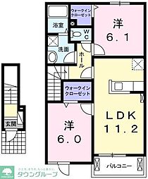 シャンドフルール 2LDKの間取図画像