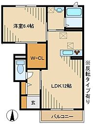 チャ・ベーネ2 1LDKの間取図画像