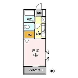 ハイツサワダ 1Kの間取図画像