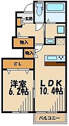 アリエスWEST 1LDKの間取図画像