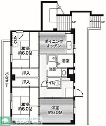 ビレッジハウス秋多3号棟 3DKの間取図画像