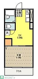 シティハイムベルウッド河辺 1DKの間取図画像