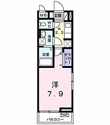 カレントハウス21 1Kの間取図画像
