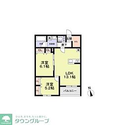 (仮称)国立市富士見台2丁目計画 2LDKの間取図画像