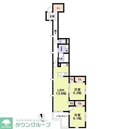 (仮称)国立市富士見台2丁目計画 2LDKの間取図画像