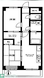 京成本線 京成大久保駅 徒歩24分の賃貸マンション 3階2SDKの間取り