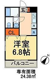 JR総武線 幕張本郷駅 徒歩8分の賃貸マンション 2階1Kの間取り