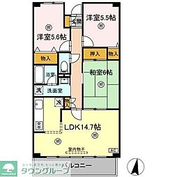 ルーチェ緑が丘　B 1階3LDKの間取り