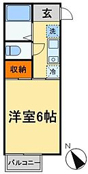 カーサベルデ 1階1Kの間取り