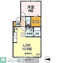 ウエストコート 1階1LDKの間取り