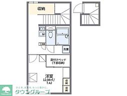 レオパレスみどり 2階1Kの間取り