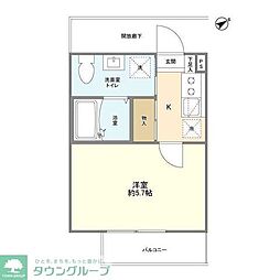 ヴェレタ津田沼 2階1Kの間取り