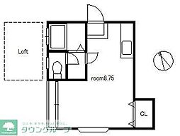 ソアレ市川 1階ワンルームの間取り