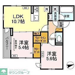 (仮称)D-ROOMトリシア市川東大和田1丁目 101 1階2LDKの間取り