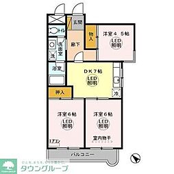 メゾンドゥ・ボヌール 1階3DKの間取り