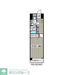 グランシャルム葛西 2階1Kの間取り