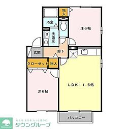 カームヒルズ　ＡＢ 2階2LDKの間取り