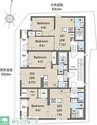 クレディ新小岩 4階1LDKの間取り