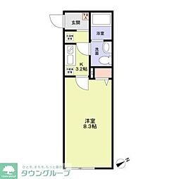 東葉高速鉄道 船橋日大前駅 徒歩15分の賃貸アパート 2階1Kの間取り