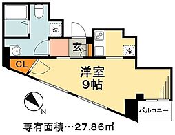 ポプリタウン小岩 8階ワンルームの間取り
