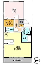 シエルブルー 3階1LDKの間取り