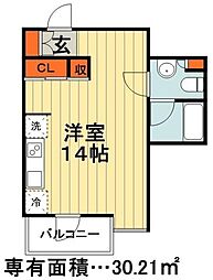 az haus 2階ワンルームの間取り