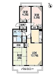 パークヒル飯山満1・2・3 2階3LDKの間取り
