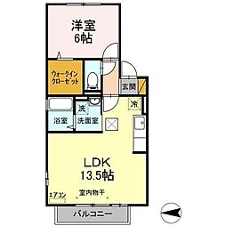 ウエストコート 1階1LDKの間取り