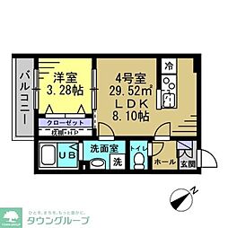 ＡＪ津田沼V 2階1LDKの間取り
