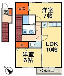 ティアレスクエア 2階2LDKの間取り