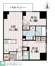 OPENRESIDENCIAKINSHICHOFRONT 2LDKの間取図画像