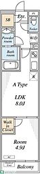 リブリ・ゆうやVI 1LDKの間取図画像