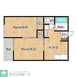 シャトーフローラルN2 2Kの間取図画像