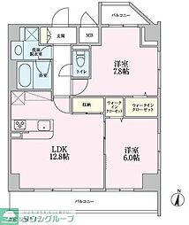 グランヴェールK 2LDKの間取図画像
