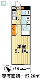アテナ宮本 1Kの間取図画像