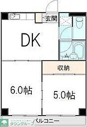 エステートマリン 2DKの間取図画像