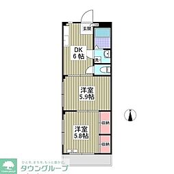 アロー二俣 2DKの間取図画像