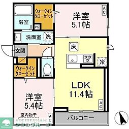 (仮称)前原東2丁目PJ Dーセアリス前原東 2LDKの間取図画像