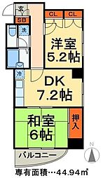 メナーしのざき 2DKの間取図画像