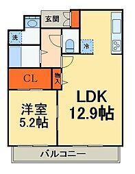 メビウス8 1LDKの間取図画像