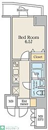 Alivis原木中山 1Kの間取図画像