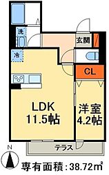 カーサスミレセグンダ 1LDKの間取図画像
