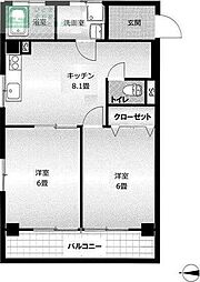 菅野マンション 2DKの間取図画像