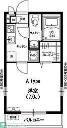 リブリJM.M.N2 1Kの間取図画像