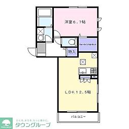メゾンヴェール徳住 1LDKの間取図画像
