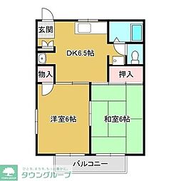 プレジール秋 2DKの間取図画像