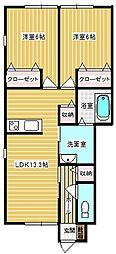 EMハイツ 2LDKの間取図画像